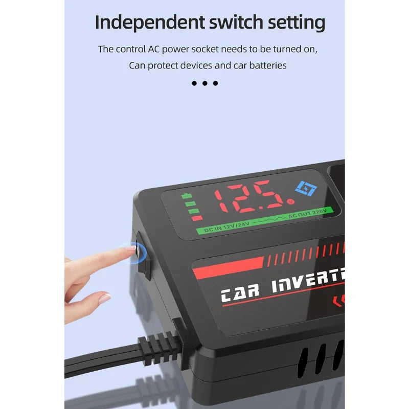 Portable Car Inverter 12V to 110V 24V to 220V Outlet Adapter