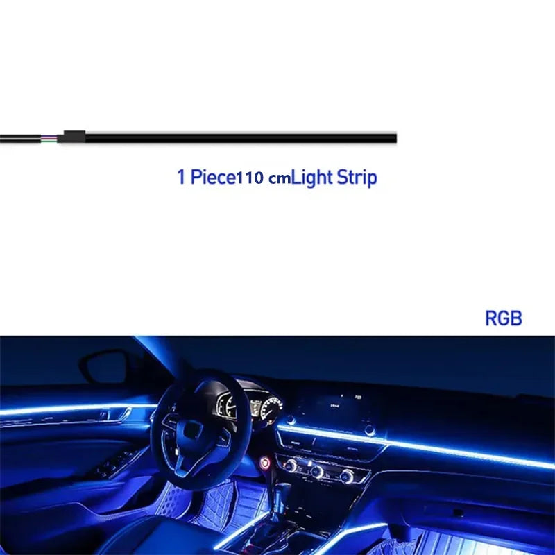 22 In 1 Full Color Streamer Car Ambient Lights RGB 64 Color Universal LED Interior Hidden Acrylic Strip Symphony Atmosphere Lamp
