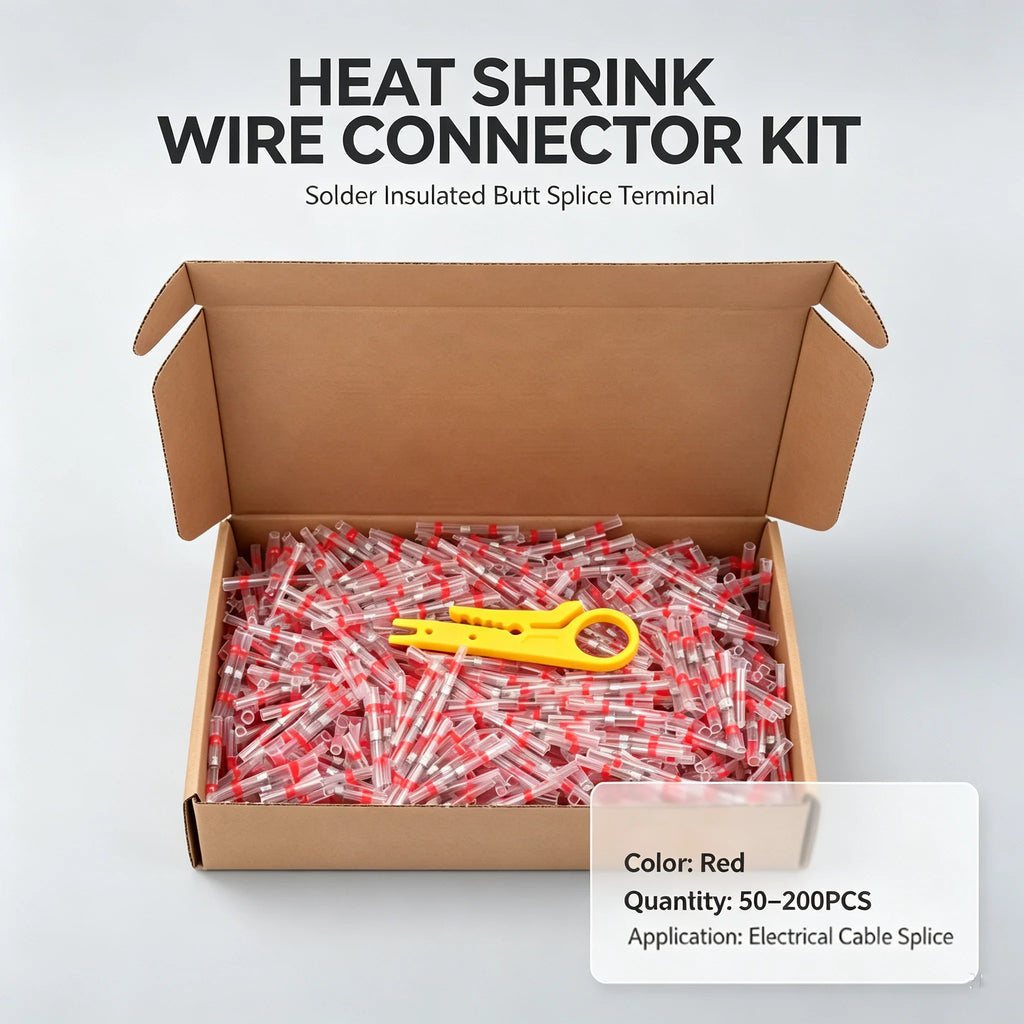 Solder Insulated Heat Shrink Butt Connector Waterproof Electrical Wire Terminals Box Kit 4 Color to Choose with Mini Wire Cutter