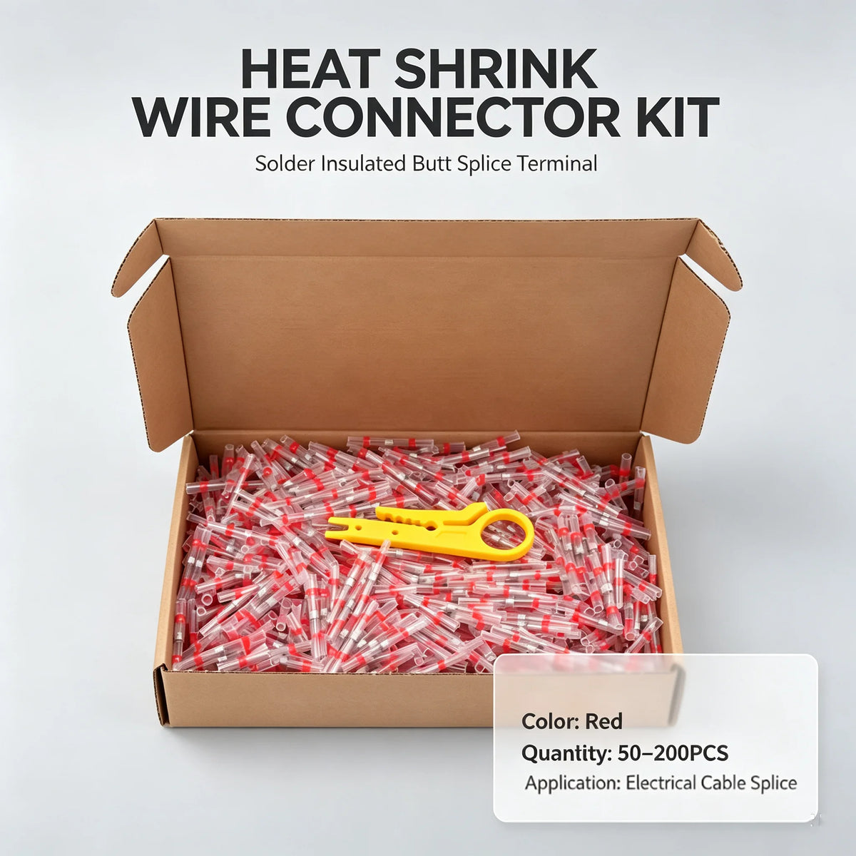 Solder Insulated Heat Shrink Butt Connector Waterproof Electrical Wire Terminals Box Kit 4 Color to Choose with Mini Wire Cutter