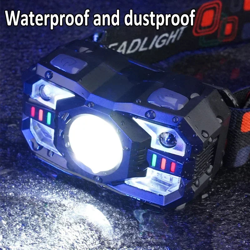 IR Motion Sensor Head Lamp Rechargeable Headlight Portable I