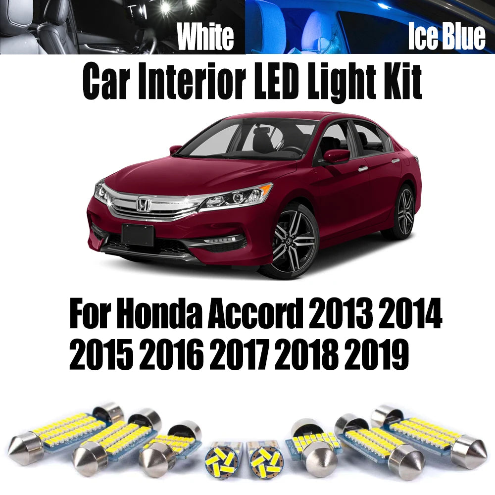 12-Piece LED Interior Light Kit for Honda Accord 2013-2015 - Canbus Error-Free Interior Bulbs