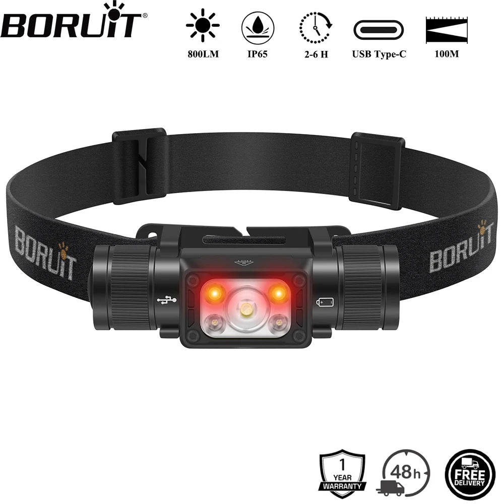 BORUiT HP340/HP350 LED Powerful Headlamp Type-C Rechargesble