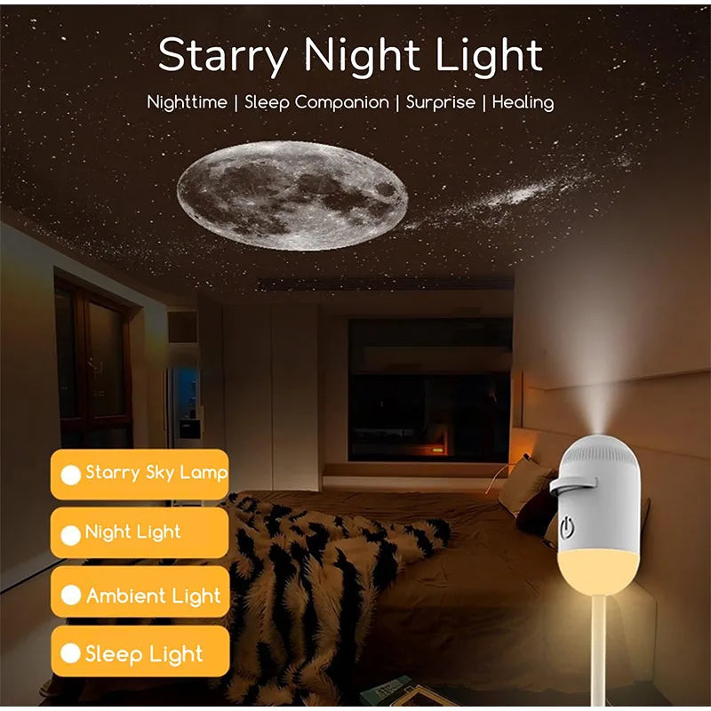 2 In 1 Usb Mini Galaxy Star Projector Night Light With Film 