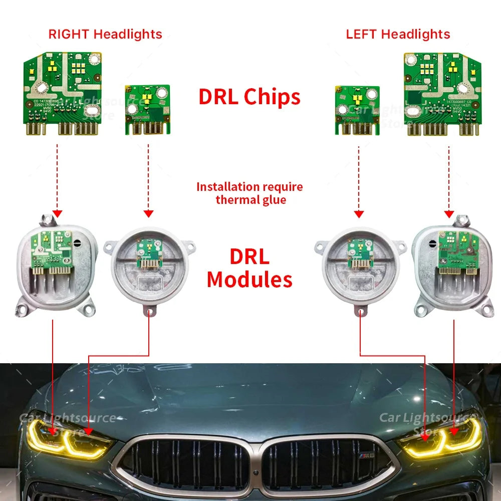 Angel Eye LED DRL Module Blue Red For 19-22 BMW M8 F91 F92 F93 8 series G14 G15 G16 Daytime Running Light CSL
