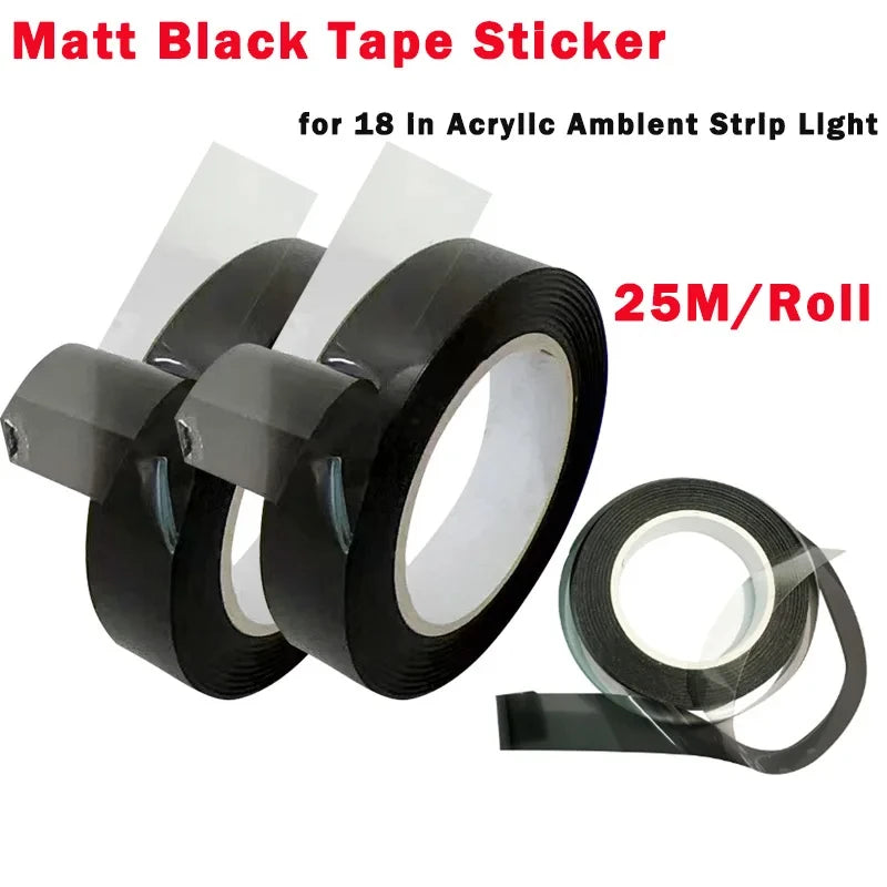 25M/Roll Smoke Matte Black Tape Guide Fiber Optic Sticker Ca