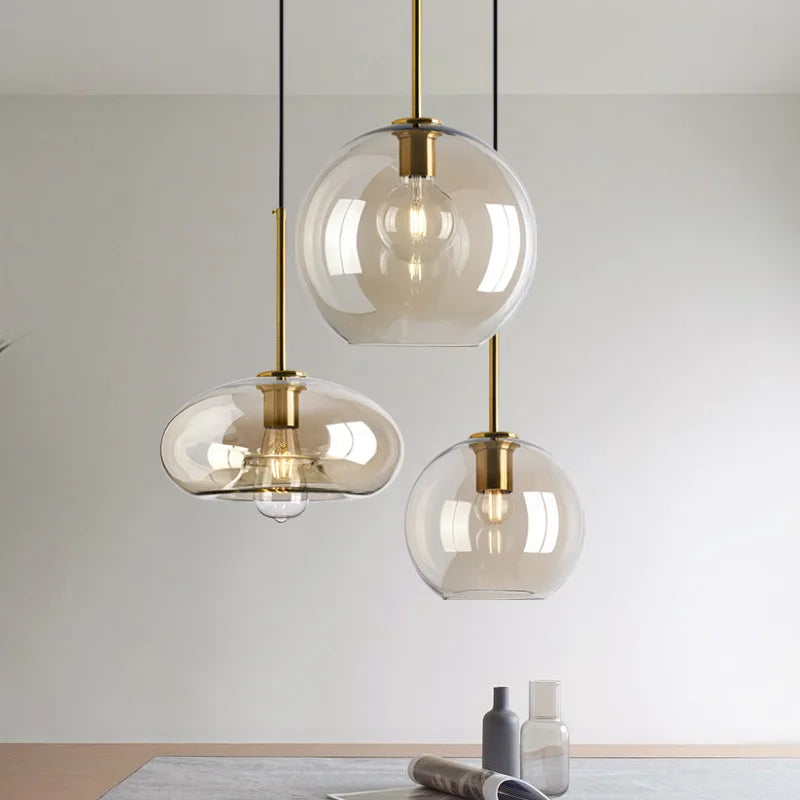Nordic LED High quality glass pendant light Gold coloured he