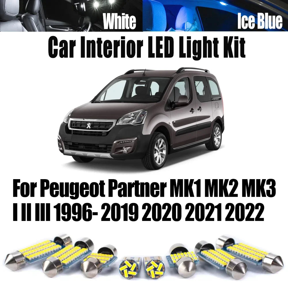 LED Interior Light Kit for Peugeot MK2 MK3 MK1 1996-2019 - Canbus Error-Free Interior Bulbs