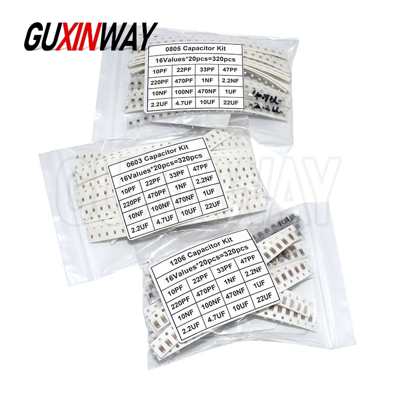 16/36Values 1206 0805 0603 SMD 1pF-10uF 22PF 47PF 22NF 100NF