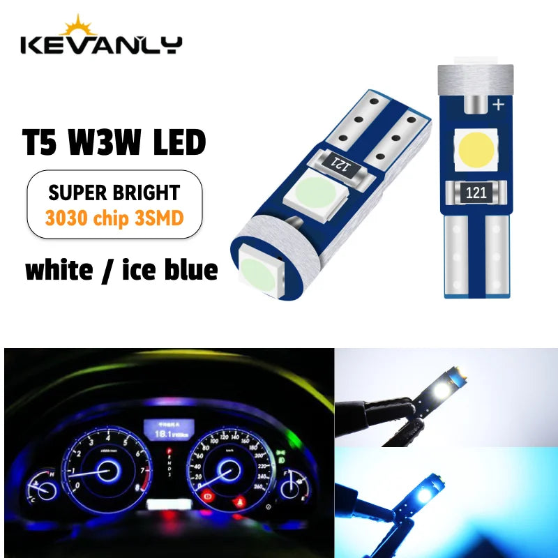 10Pcs T5 Led Bulb Canbus W3W 74 286 W1.2W Super Bright Car I