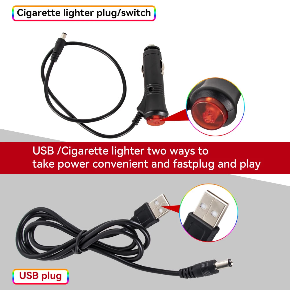 Car RGB Ambient Light LED Auto Foot Strips with USB Cigarett