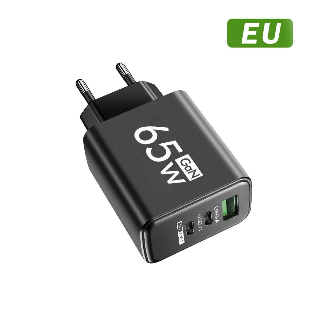 65W USB Type C Charger PD Fast Charging Mobile Phone Quick Charge Charger For iPhone Xiaomi Samsung Huawei Travel Power Adapter