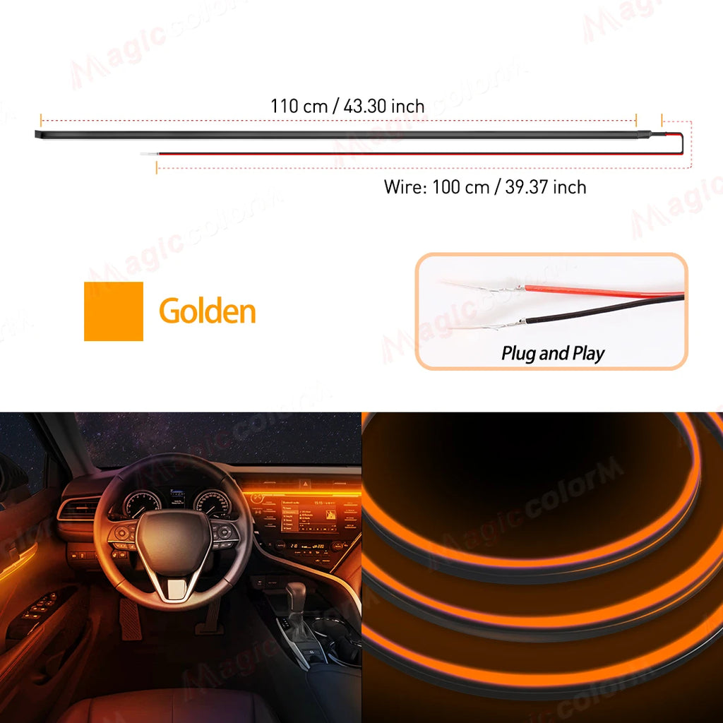 Vgetting Ambient Light 110CM LED Acrylic Strip For Auto DIY Cuttable Flexible Decorative Lamp Hidden Car Interior White Red Blue