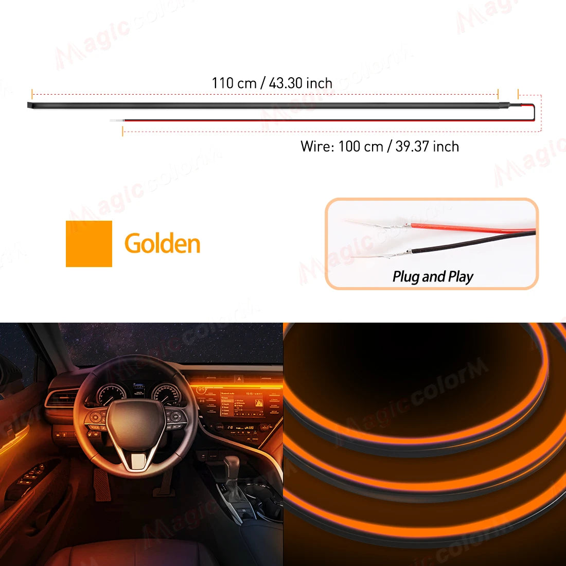 Vgetting Ambient Light 110CM LED Acrylic Strip For Auto DIY Cuttable Flexible Decorative Lamp Hidden Car Interior White Red Blue