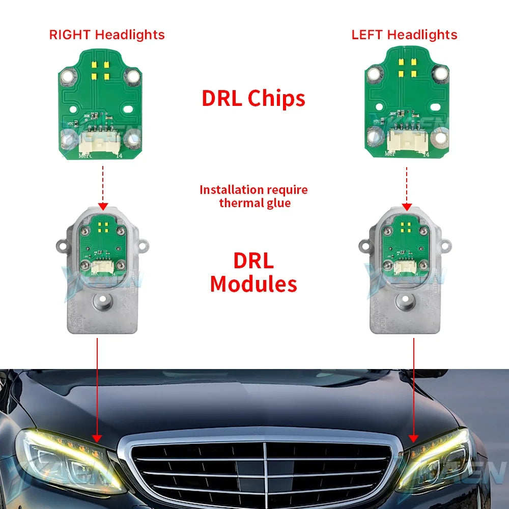 Angel Eyes DRL LED Boards For 15-18 Mercedes Benz C class W205 W156 W217 GLA180 GLA200 Daytime Running Light