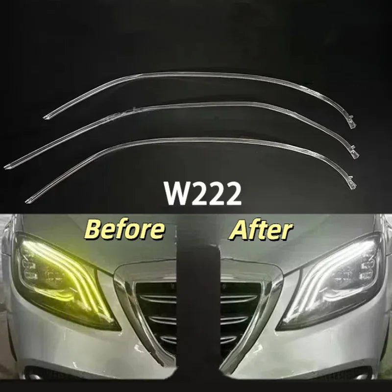 Headlight DRL Tube For Mercedes Benz S-CLASS W222 2018 2019 2020 Acrylic tube Light Guide Strip Light DRL