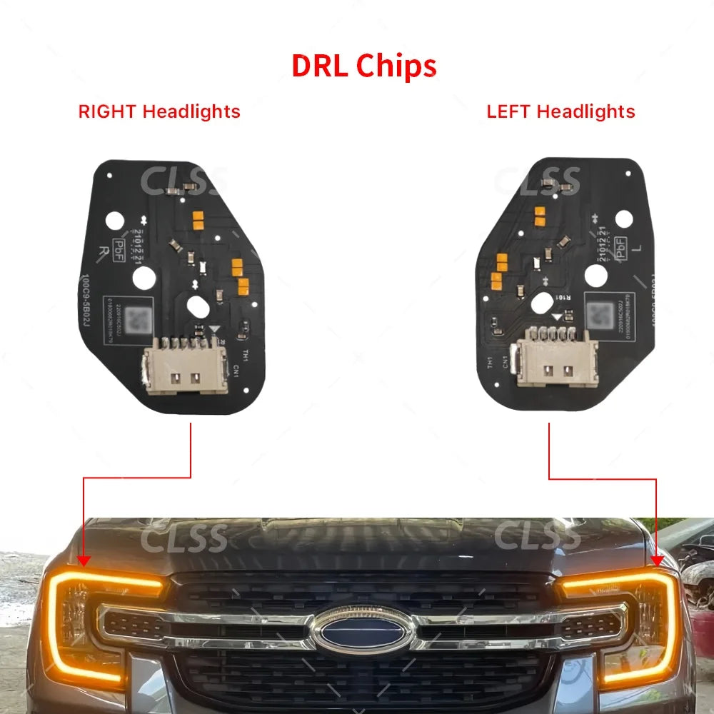 Headlight Angel Eyes Turn Signal DRL LED Boards For Ford Ranger T9 XL XLT 2024-2025 Daytime Running Light