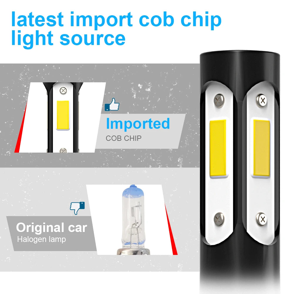 2Pcs LED Headlight H4 Car Light 6000K High Low Beam Bulbs Ki