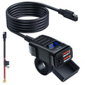 Motorcycle Vehicle-Mounted Charger Waterproof Adapter 12V-24V Phone USB PD Ports Quick Charge 3.0 With Switch Digital Voltmeter