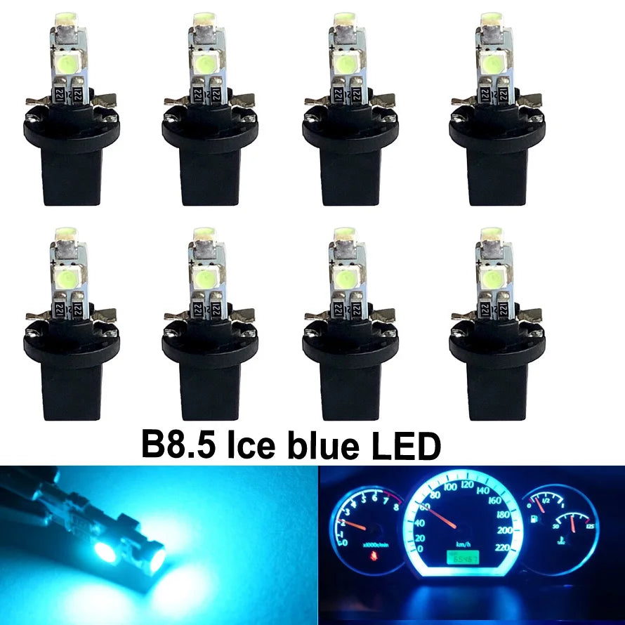8Pcs T5 B8.5 B8.5D W1.2W W3W PC74 PC37 Led Bulb Car Interior Lights Dashboard Warming Indicator Wedge Auto Instrument Lamp 12V