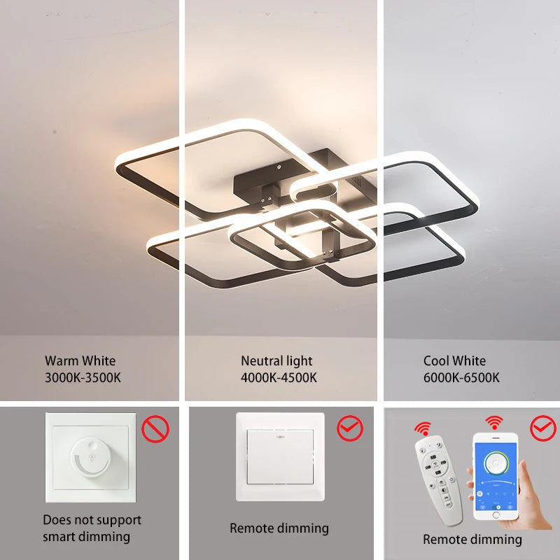Premium LED Ceiling Light 3/5 Head Remote Control Dimmable f