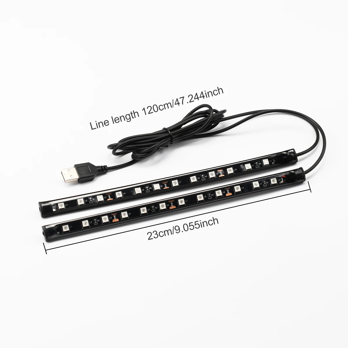Car Interior Decorative Lamp With USB LED Strips Dash Floor 