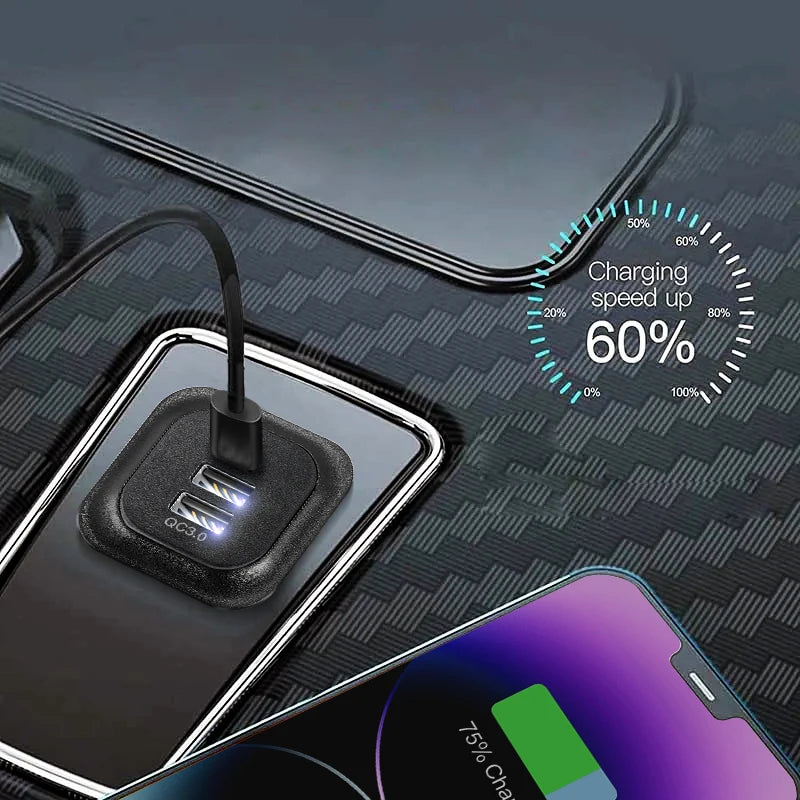 12v car usb charger fast charge Outlet Socket With Voltmeter