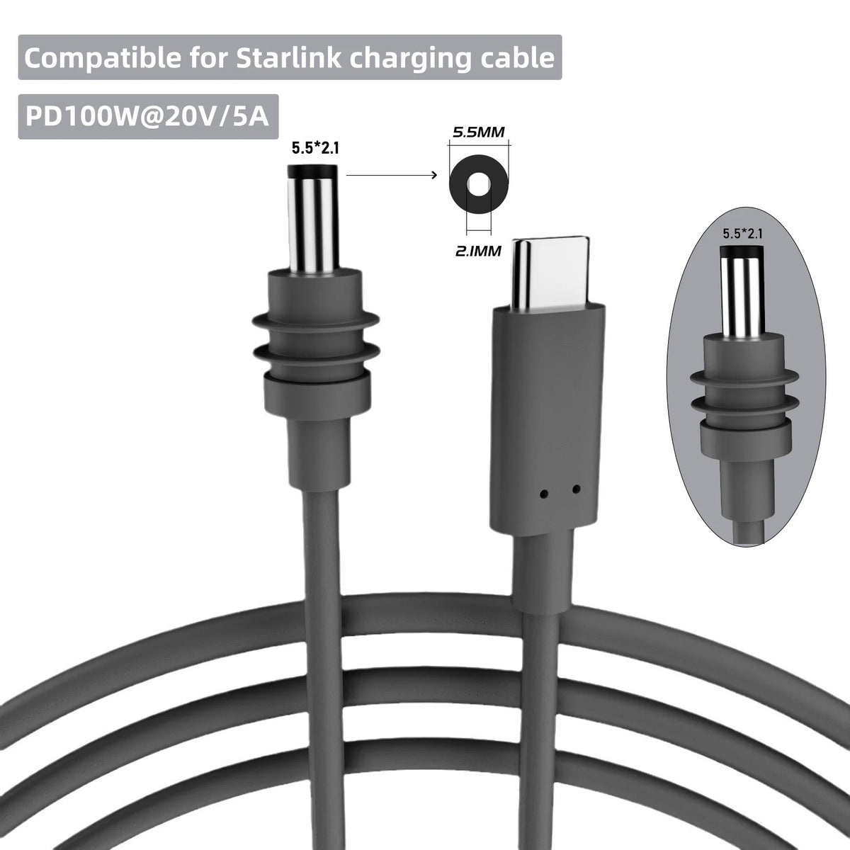For Starlink Mini Cable 2M(6.6ft) Starlink Mini DC Power Typ