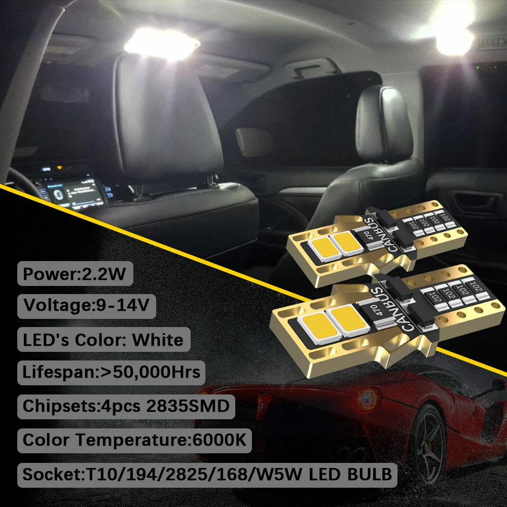 BMTxms 10/8/6/4/2Pcs Canbus T10 W5W 194 Led Car Interior Lig