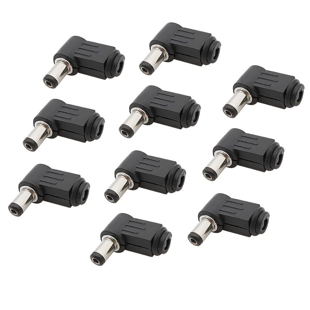 10Pcs/lot 12V 2.1 x 5.5mm DC Power Male Plug 90 Degree Right