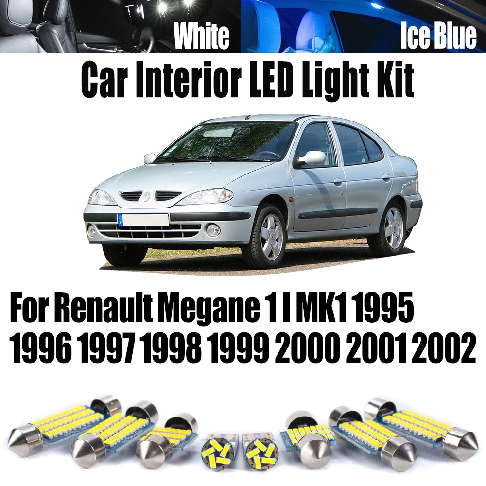 10-Piece LED Interior Light Kit for Renault MK1 - Canbus Error-Free Interior Bulbs