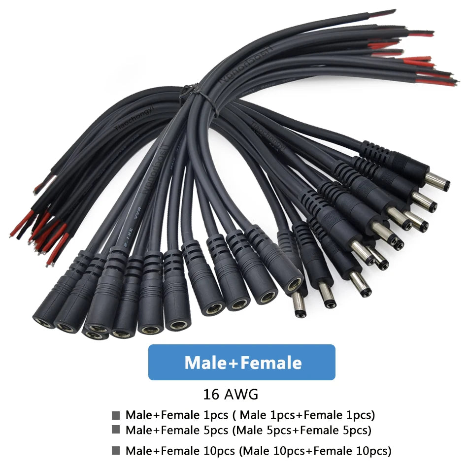 16AWG 2PIN 5.5x2.1mm / 5.5X2.5mm Power Plug DC Male Female Cable Wire 30cm Connector Adapter Socket Jack For LED Strip Light