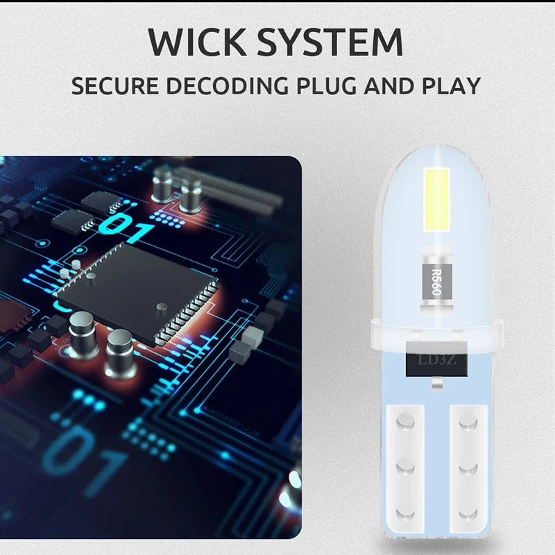 10pcs T5 W3W LED Bulb 3014 2SMD Super Bright Car Interior Da