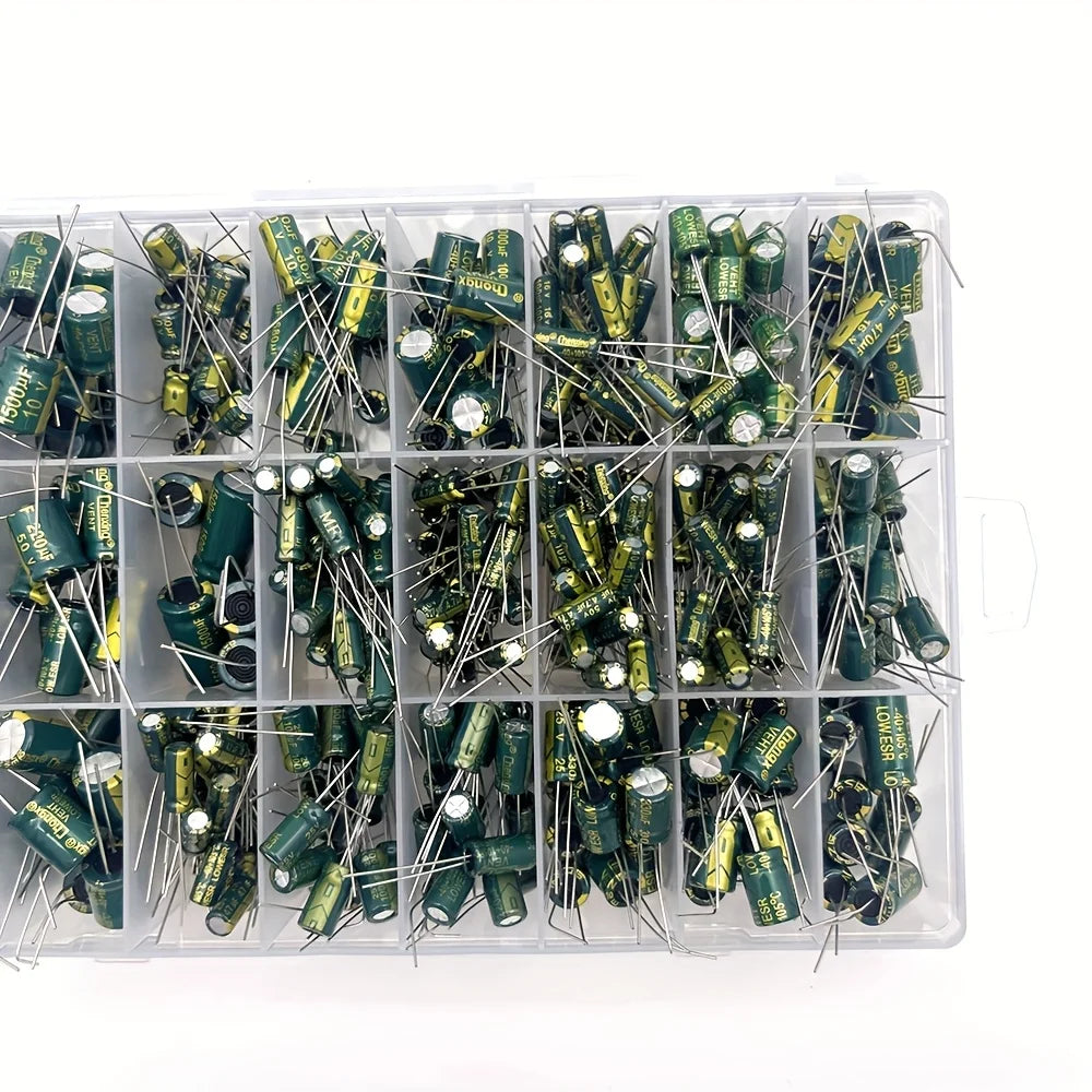 625Pcs 24Values Aluminum Electrolytic Capacitor Kit 10V-100V