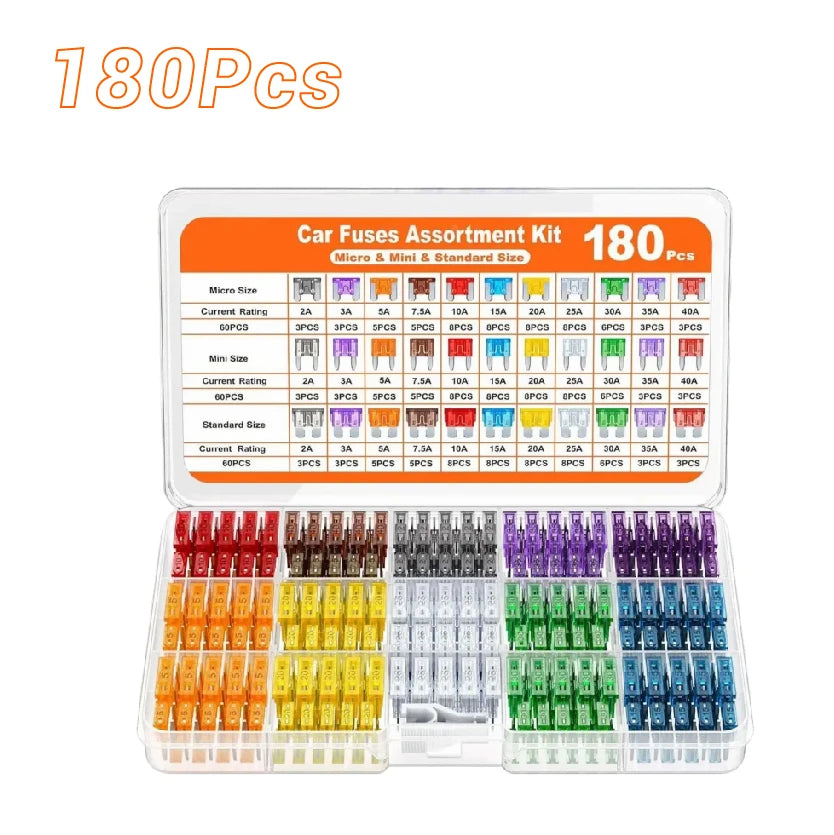 180/300Pcs Car Fuses Assorted Kit Mini Standard Micro with Box