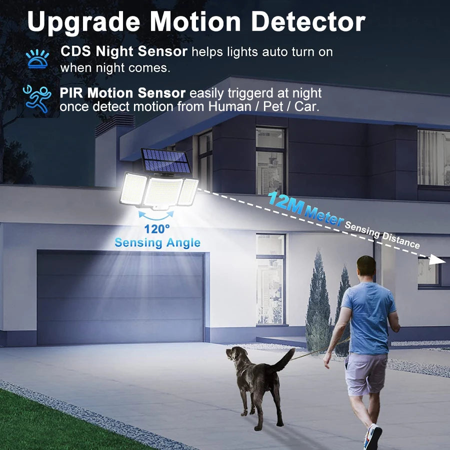 Solar Light Outdoor 328/348 LED Integrated Super Bright Moti