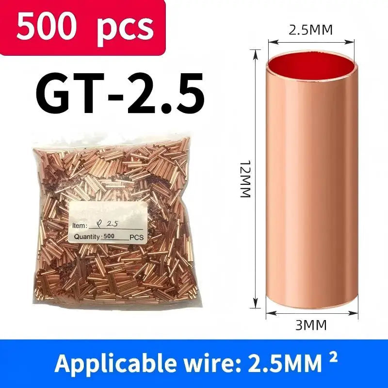 500/100 Pcs Copper Ring Terminals Wire Crimp Connectors Bare Cable Battery Terminals Soldered Connectors for Electrical Wiring