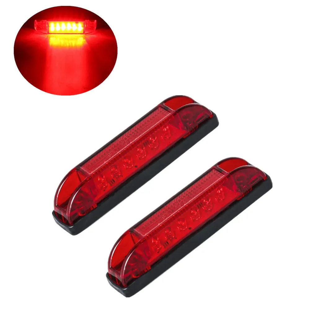 2PCS 6 Led Marker Clearance Light strip Bar Car Interior Exterior Decoration Light Truck Side Marker Light Turn Signal Indicator