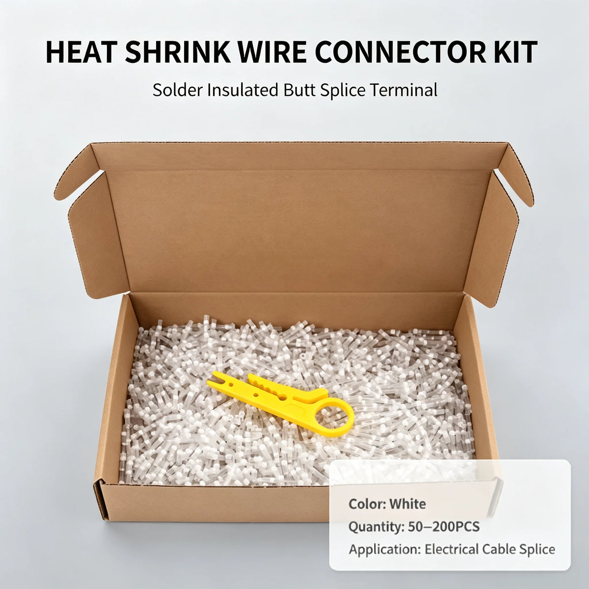 Solder Insulated Heat Shrink Butt Connector Waterproof Electrical Wire Terminals Box Kit 4 Color to Choose with Mini Wire Cutter