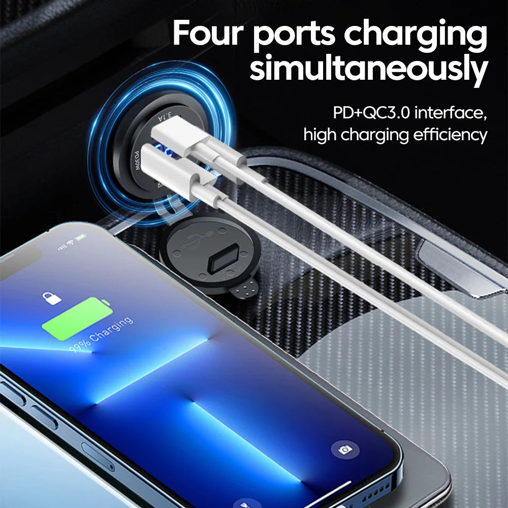 Elough Dual PD30W Dual QC 3.0 USB Car Charger Type C Fast Ch