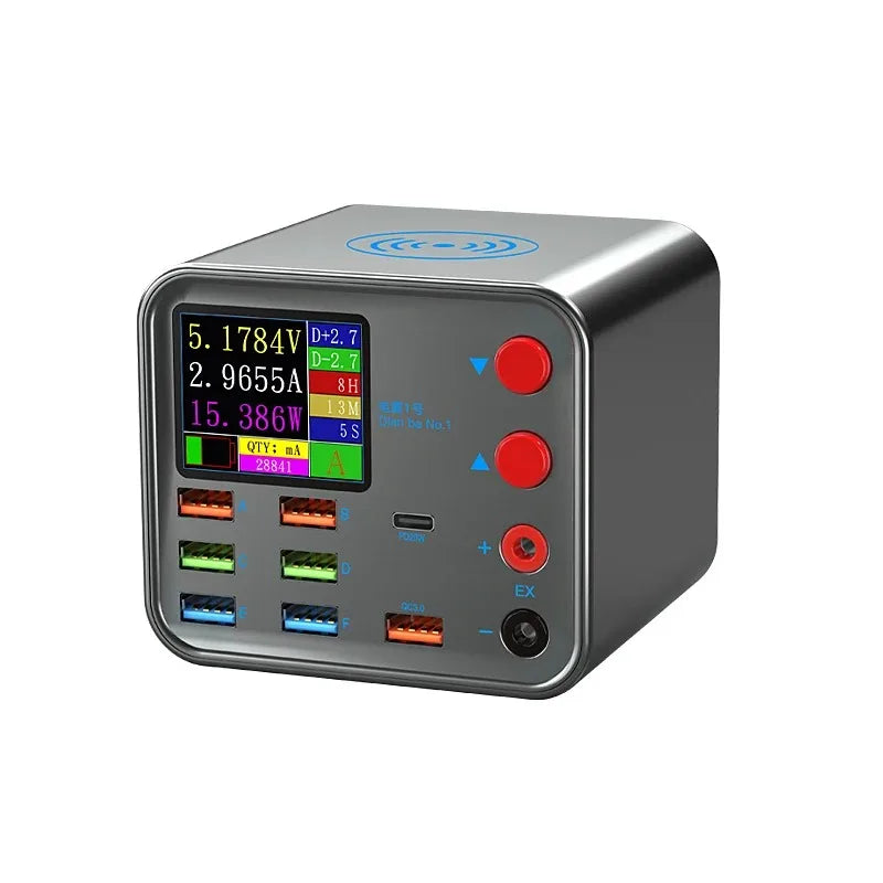 DianBa No. 1 PD 8-Port LCD Multi-Function Fast Charger Wireless Charing Mobile Phone Current Data Line Detection Burn-in Repair