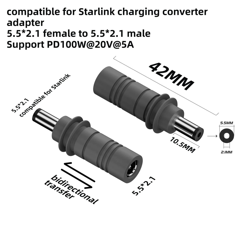 For Starlink Mini Cable 2M(6.6ft) Starlink Mini DC Power Type-C Input Replacement Cable Waterproof Outerdoor Barrel Jack Chargin