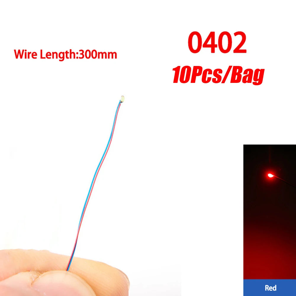 10pcs/Lot 0402 0603 SMD Lamp Wired Micro Led Pre-Soldered Lamp Wired Chip 3V 30cm Railway Model For Diy Model Scenes