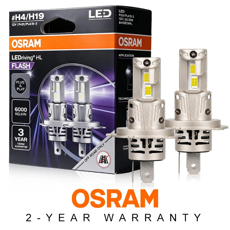 OSRAM Original FLASH LED H4 H19 Car Headlight Bulb P43t PU43