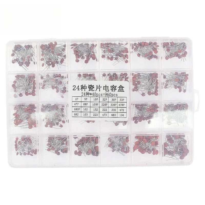 300/960PCS Ceramic Capacitor Kit 2pF-0.1uF Direct Insertion 