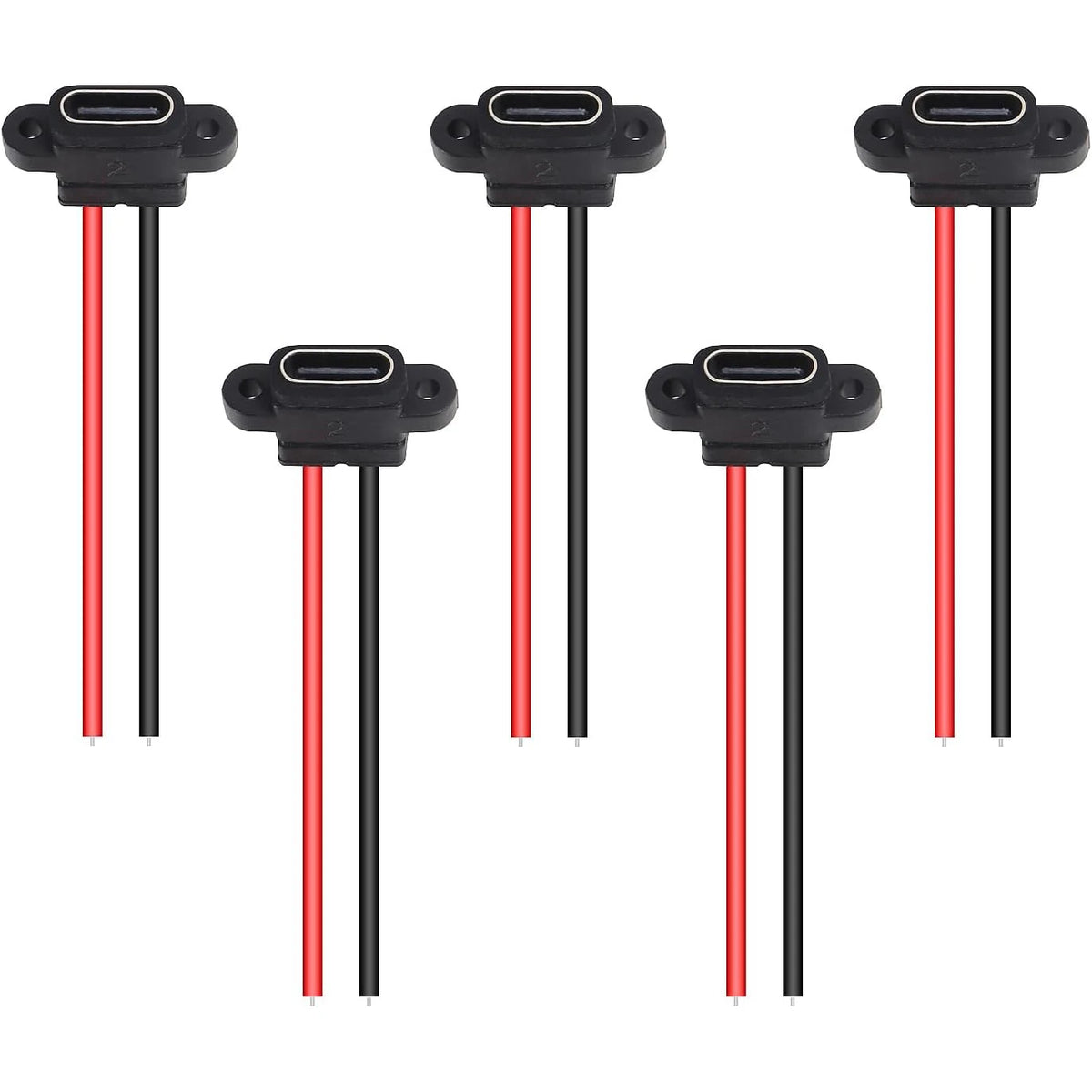 5PCS Type-C Female Chassis 2 Pin Type-C Female Socket Connec