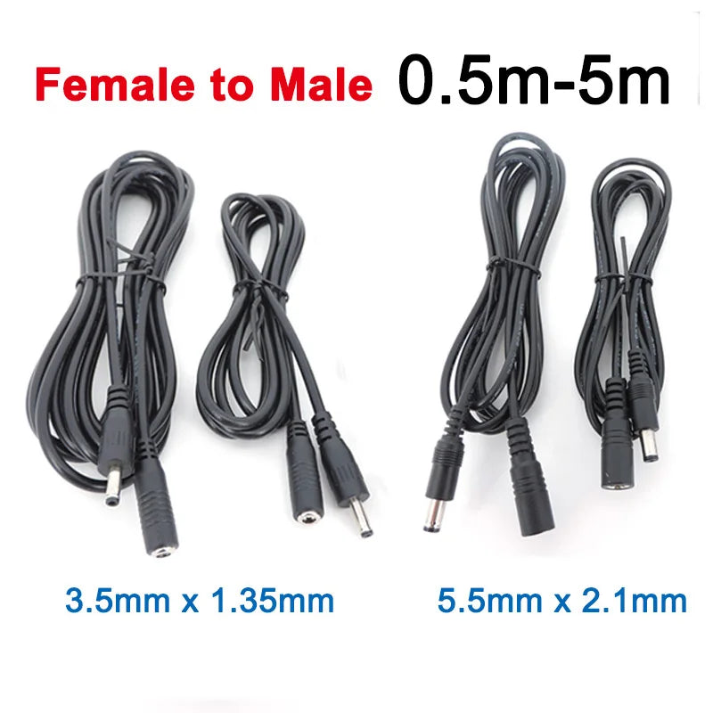 DC Female to Male Extension Cord 5V 2A 3.5x1.35mm / 12V 5A 5