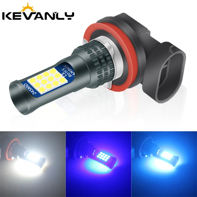 2 PCs Daul Color H7 H11 Led Fog Light 9005 HB4 3030 LED 24Sm