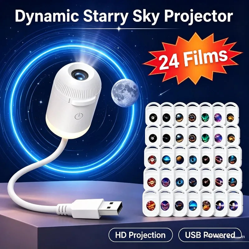 2 in 1 Rotatable Galaxy Starry Sky Sunset Projector Lamp Wir
