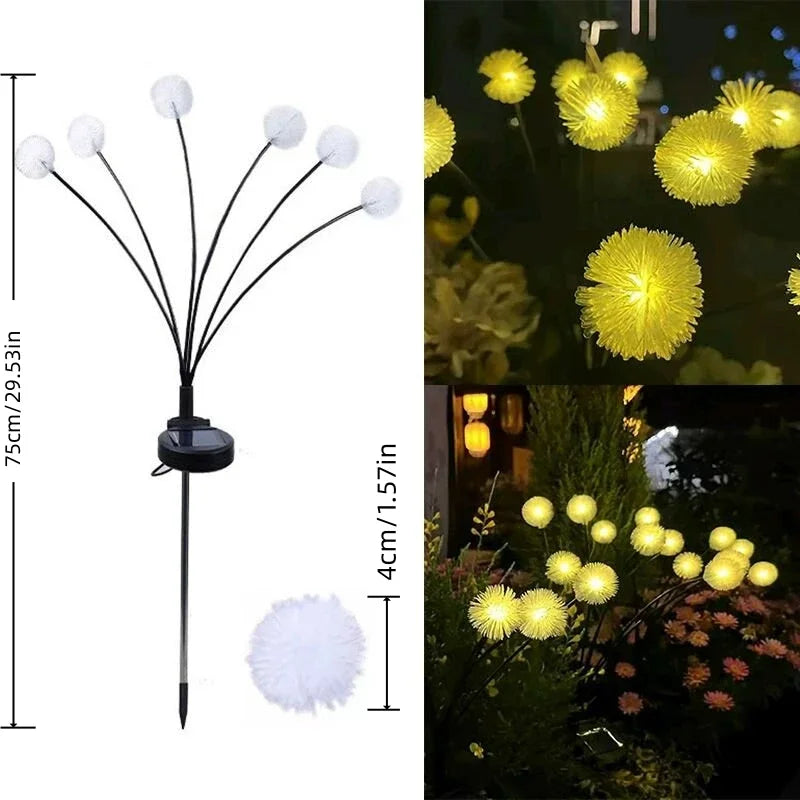 Solar Dandelion Lights 6 Heads Always on/Flashing Lawn Lamp 